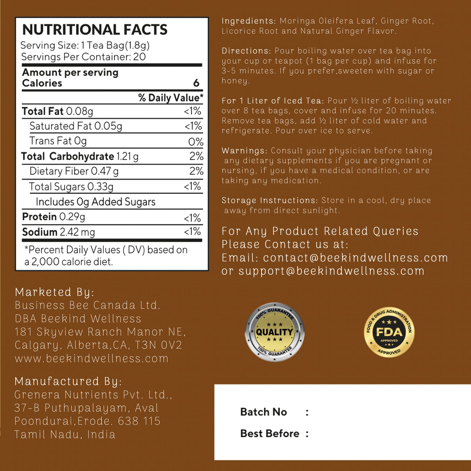 Moringa Ginger Infusion - 20 Tea Bags - Image 4