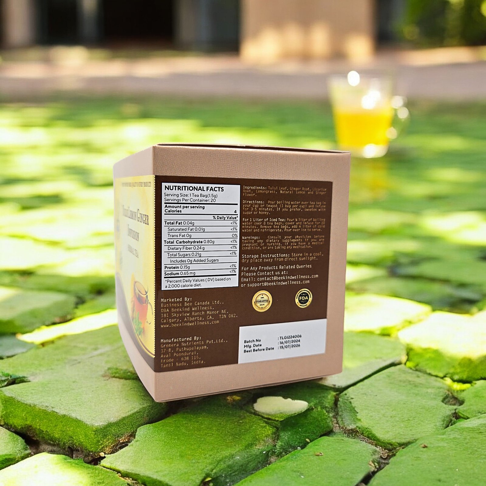 Tulsi Lemon Ginger Infusion - 20 Tea Bags - Image 3