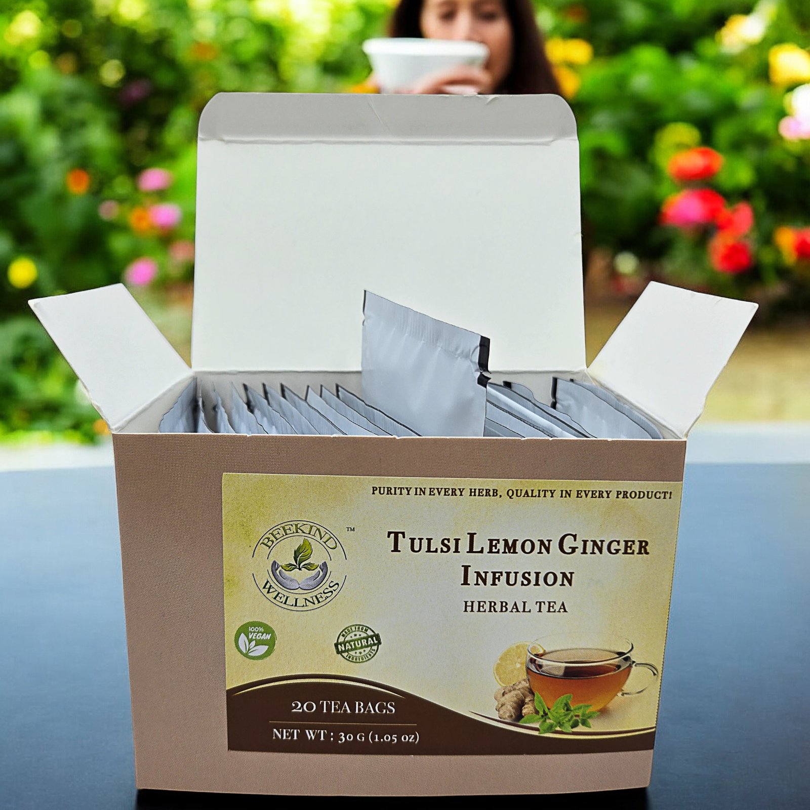 Tulsi Lemon Ginger Infusion - 20 Tea Bags - Image 2